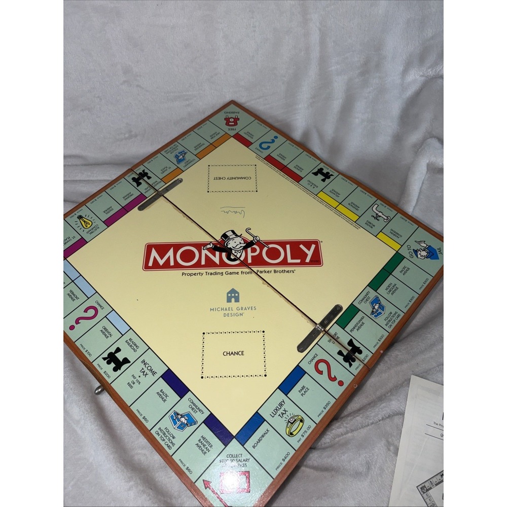 Michael Graves Design Monopoly Wooden Game Box Folds W/Storage Vtg 2002 Read GVC - Picture 4 of 16